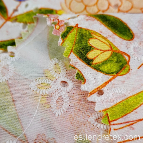 Tejido tejido de algodón flor de tela de bordado recortada impresa